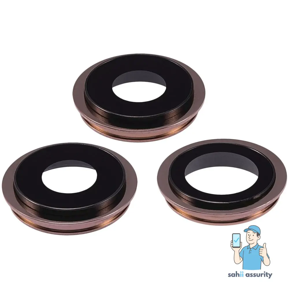 Camera Lens Glass with Frame for Apple iPhone 11 Pro Max Gold thumbnail